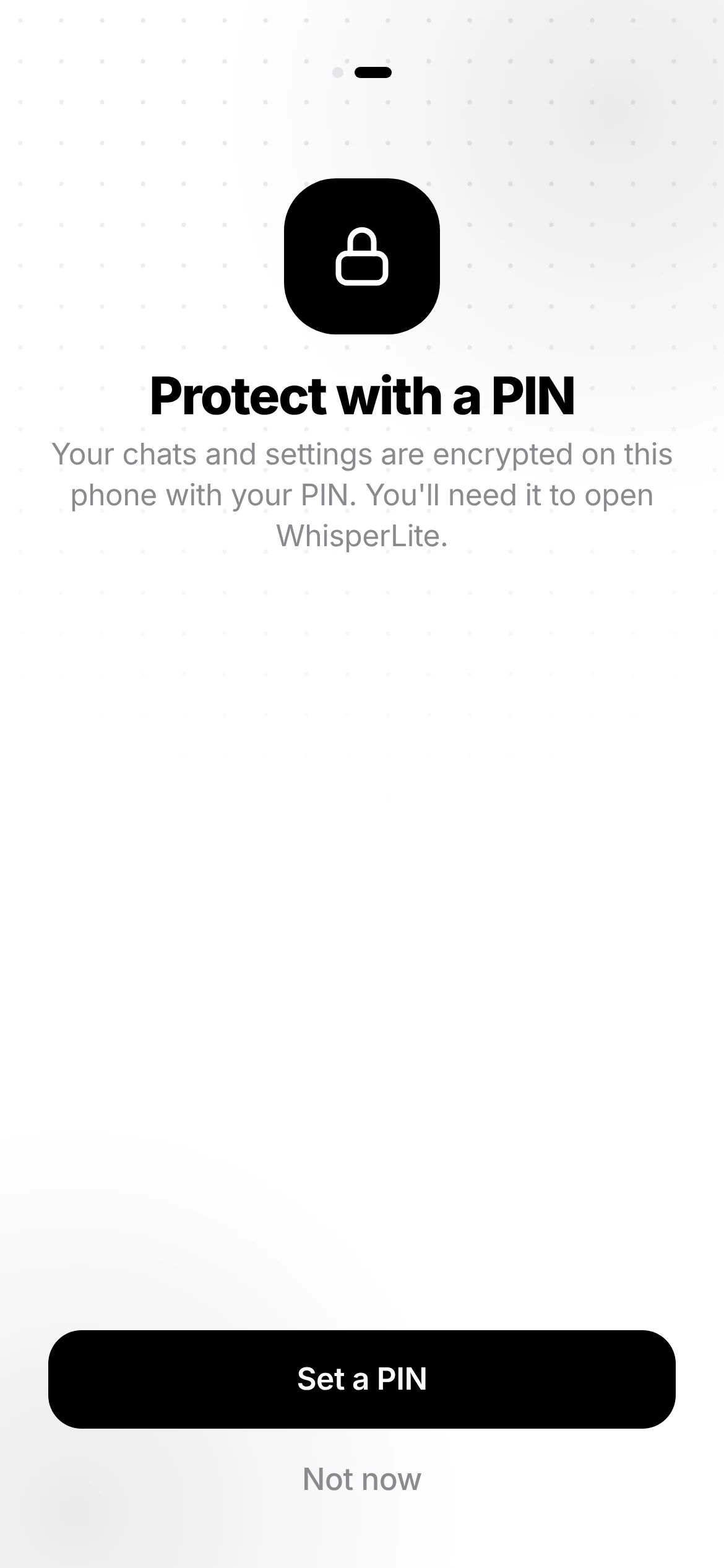 Protect with a PIN screen